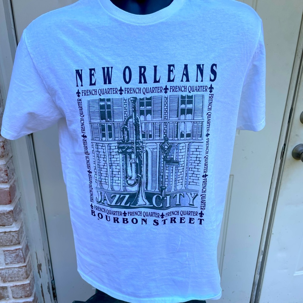 New Orleans, White/Black, Short Sleeve, Shirt, Size Medium